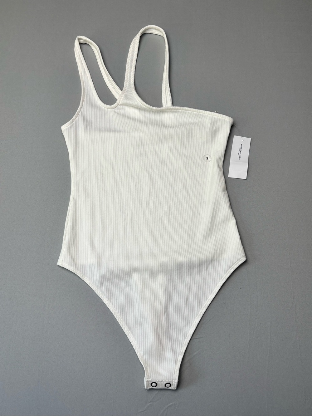 American Eagle Ribbed White One-Piece Bodysuit size xs